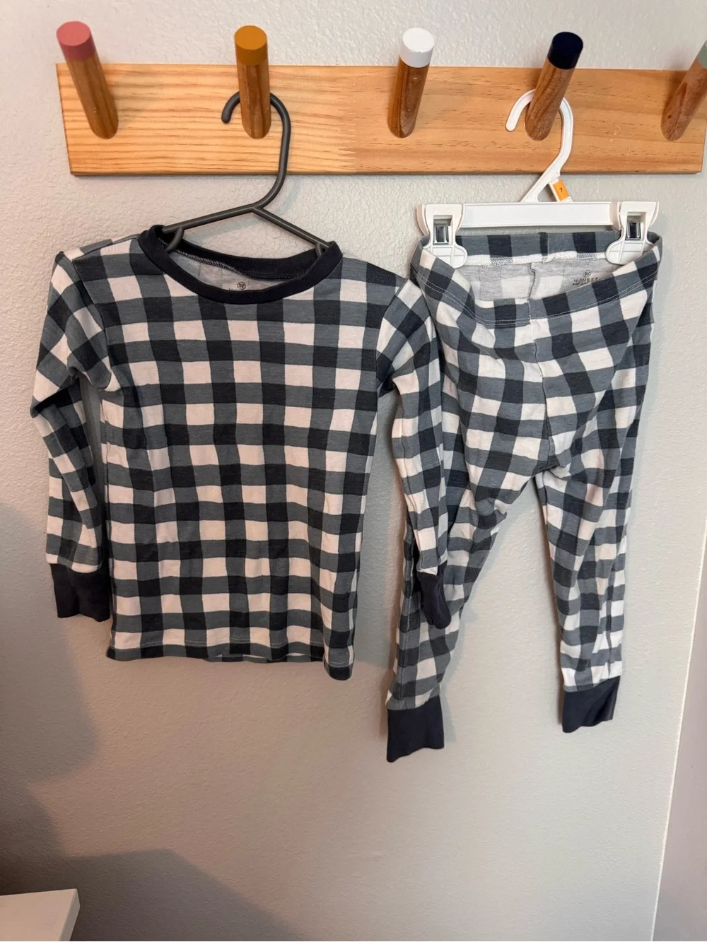 The Honest Company Black and White Buffalo Plaid Kids Pajama Set